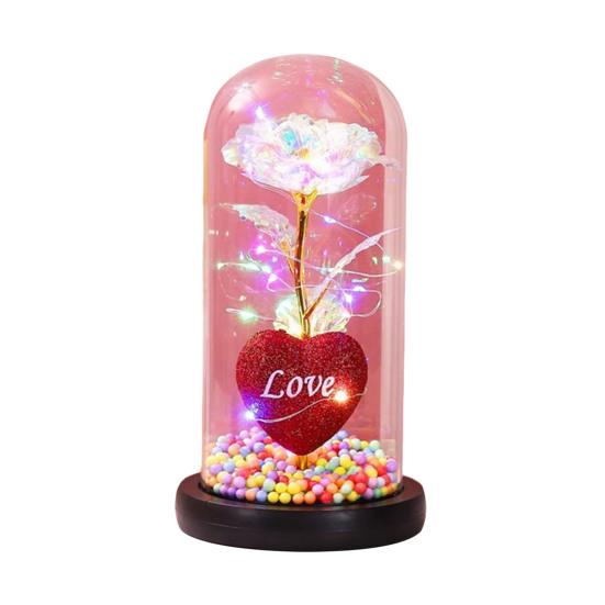 Ewige Rose Geschenk für Frauen Mama Ehefrau Leuchtende Ewige Rose Blume in Glasglocke Romantisches Geschenk für Hochzeiten Valentinstag Jahrestag