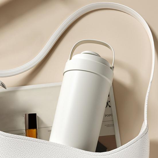 Stainless Steel Coffee Mug Double Wall Insulated Mug 500ml Large Capacity Ceramic Vacuum Flasks Reusable Home Drinkware with Straw