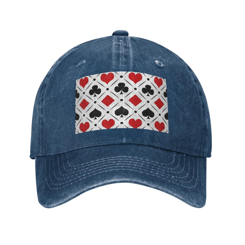 Playing card suits symbols Washed Denim Cap Casual Baseball Caps Adjustable Hat Summer Unisex Baseball Hats
