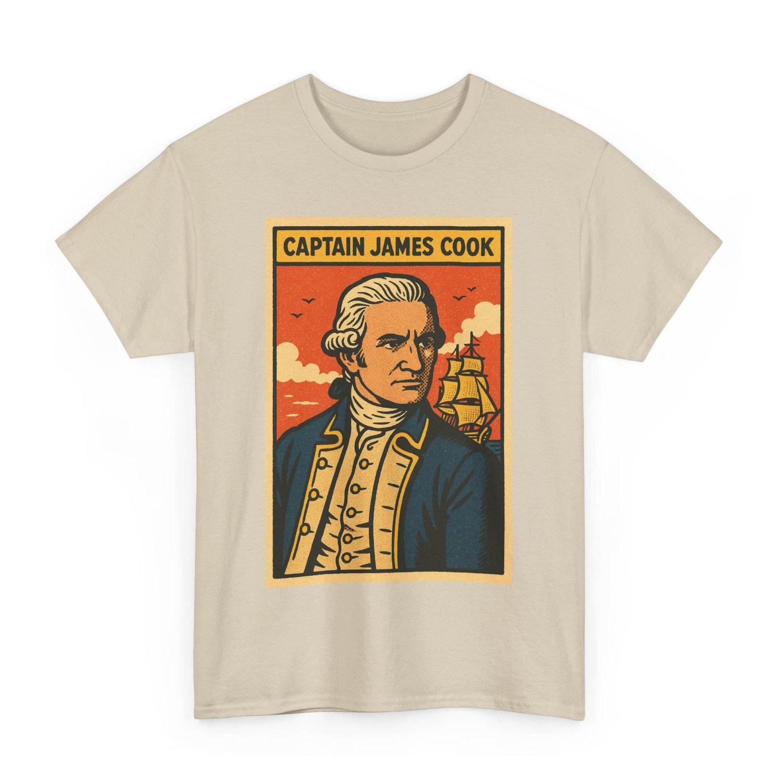 Captain James Cook T-Shirt: Retro Comic Nautical Explorer Tee L