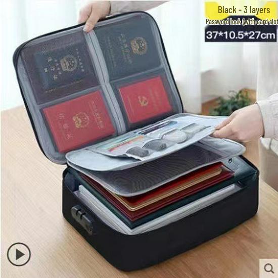 Duża torba do przechowywania dokumentów i paszportów z rejestrem gospodarstwa domowego i organizerem na certyfikaty