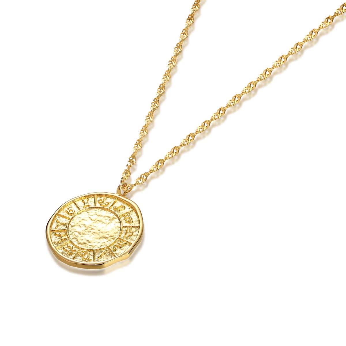 

Серебряное ожерелье-монета с инициалом созвездия 925 пробы с золотым покрытием [как у леди]