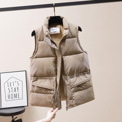Women's Autumn and Winter Warm Vest Puffy Loose Warm Jacket Plus Size Women's Warm Tops Cotton Vest with Lining