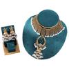 Diamond-encrusted Pearl Fringed Necklace, Earrings Set, Women's European, American Bohemian Ethnic Jewelry, Retro Fashion Jewelry.