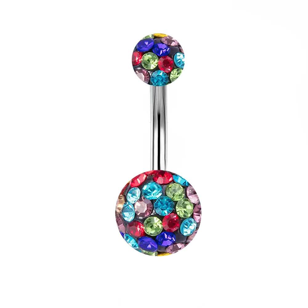 Zircon Crystal Ball Belly Button Rings Stainless Steel Shiny Body Jewelry  Accessories