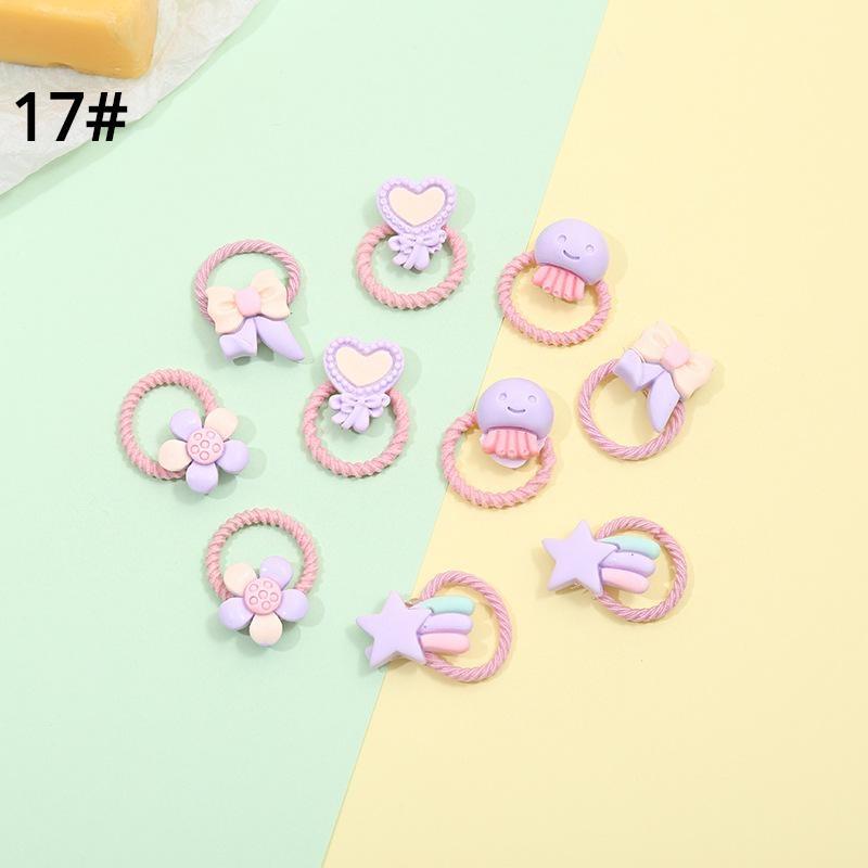 10-20 st/set Söta tecknade björn kanin hårband flickor elastiskt gummiband huvudbonad blomma rosett baby barn håraccessoarer ornament