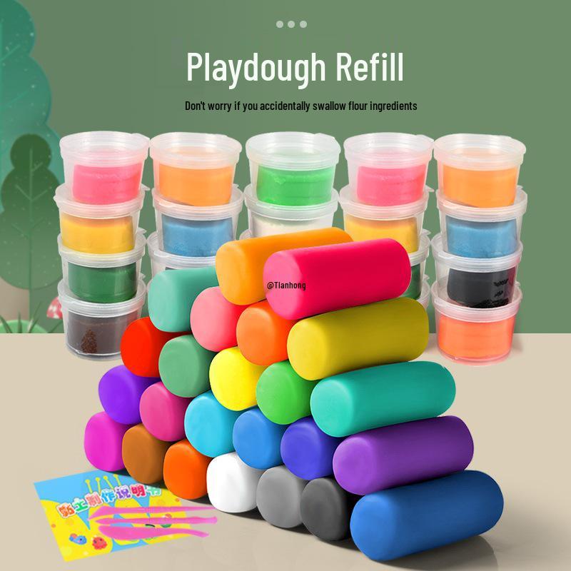 

Wheat Flour Clay Set: 12 Vibrant Colors, 240g Refill, Includes Tools - Perfect for Kindergarten Play or Handmade Crafting. 12 Colors 240g Storage Set