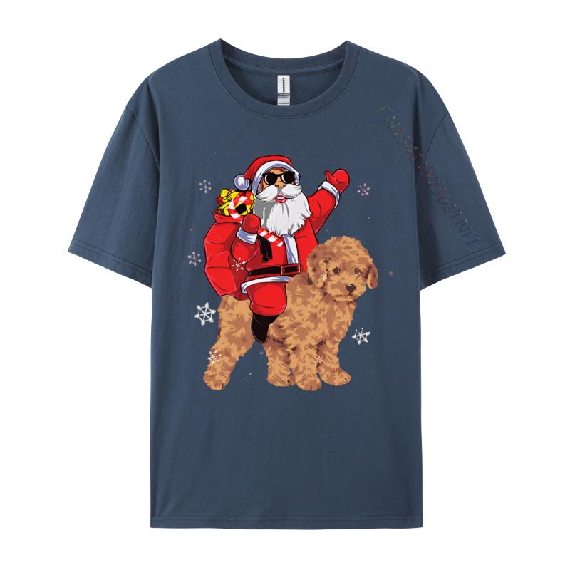 Santa Claus Ride Poodle Dog Christmas Tshirt Student TShirts Unisex Vintage Tee Shirts High Quality Xs Graphic T Shirts