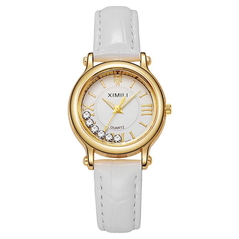 Simple Roller Ball Quartz Watch Business Leather Women's Dress Clock Wristwatch