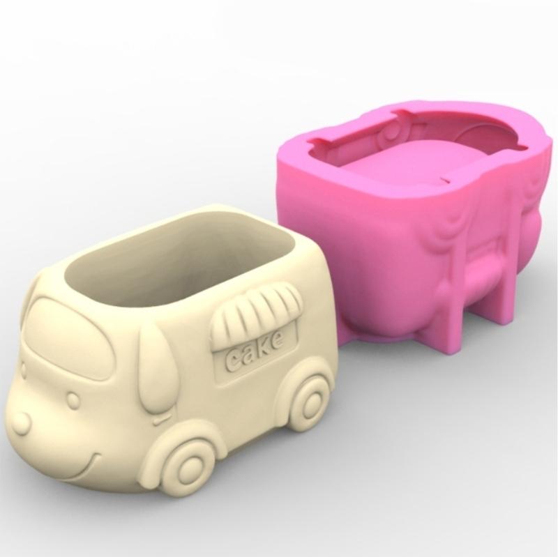 3D DIY Flower Pots Mold Silicone Concrete Mold Animal Car Shape Silicone Vase Molds for Crafting Concrete Candle Holders