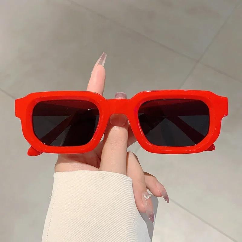 

1/4pcs New Vintage Rectangle Sunglasses UV400 Protection, Luxury Fashion Style Unisex Streetwear Eyewear красный
