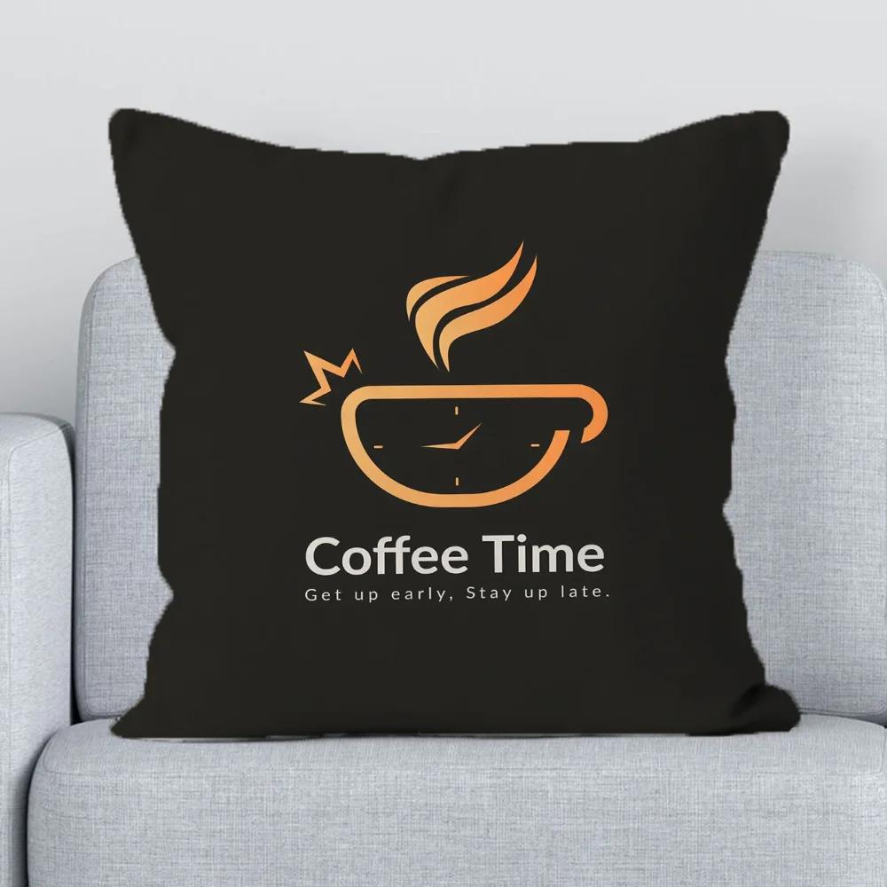 Coffee Time Covers for Bed Pillows Fall Decor Pillowcase Duplex Printing Cushion Cover  Short Plush Pillow Hugs Decorative