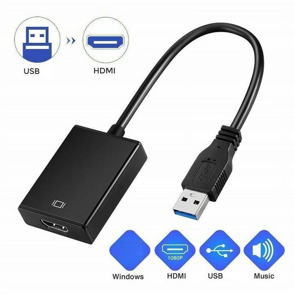 USB to Adapter - 3.0/2.0 Multi-Monitor Cable,Compatible with 7/8/10/11 and MacOS for Multiple Monitors