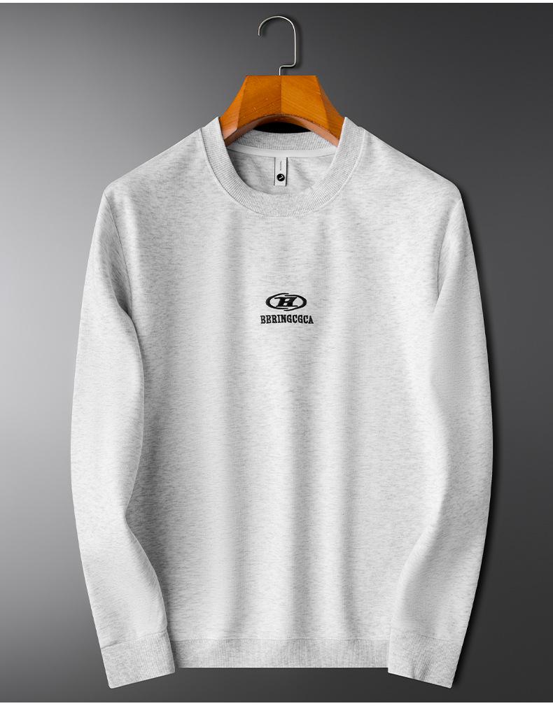 Herren Schwergewicht Gestickter Sport-Hoodie, Herbst/Winter 2025, Rundhals, Leicht lockere Passform