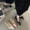2025 Autumn New Single Shoes Women's 5cm Inner Height Increase Willow Nails One Word with Pointed Head Single Shoes Shallow Mouth Single Shoes