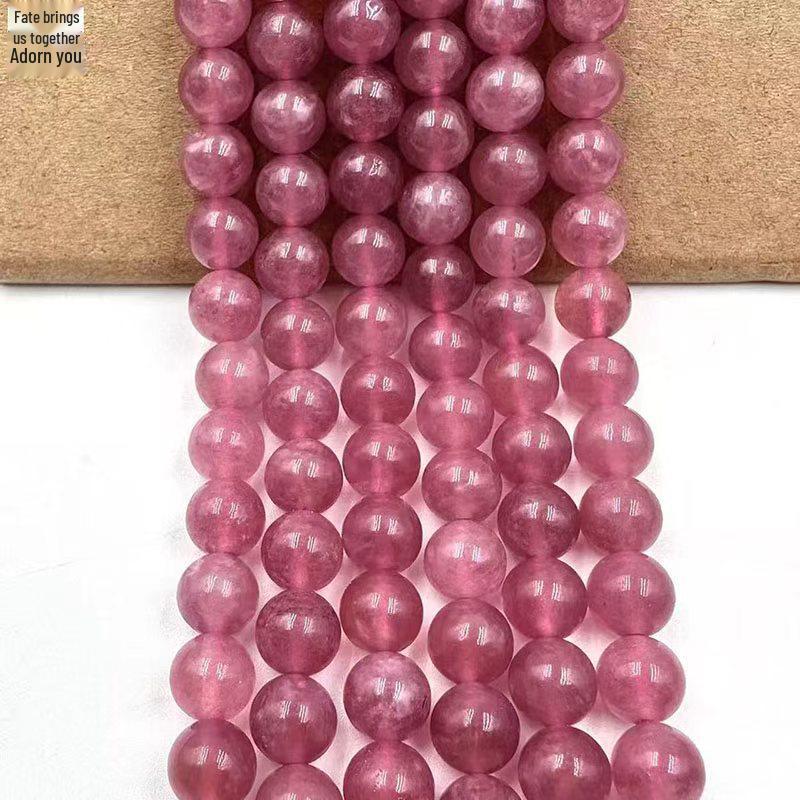 Natural Ice Strawberry Quartz Round Beads for DIY Crystal Bracelets - High-End Jewelry Accessories