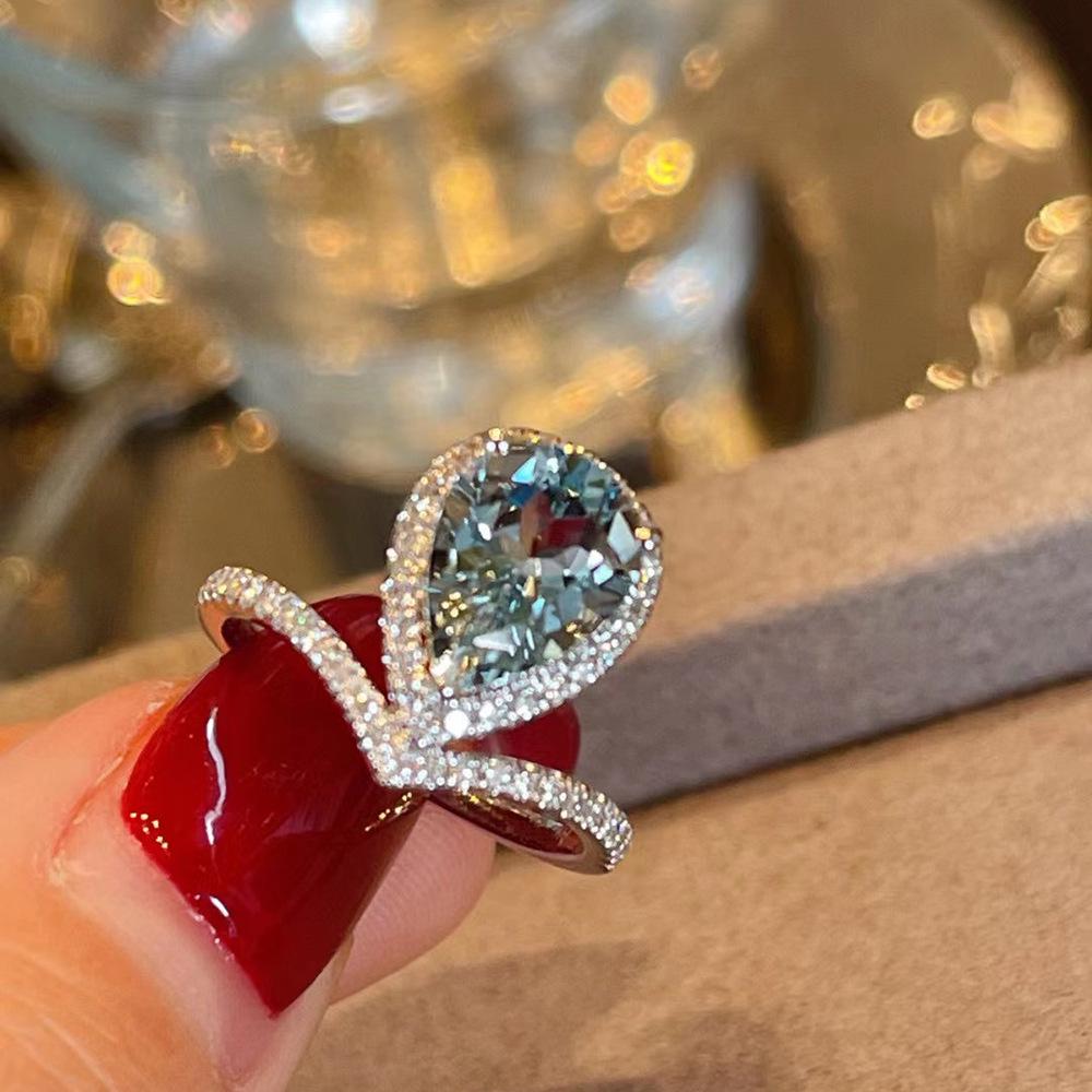 

Кольцо на мизинец из серебра 925 пробы с аквамариновым голубым топазом – легкий роскошный нишевый дизайн для женщин Adjustable Open Size