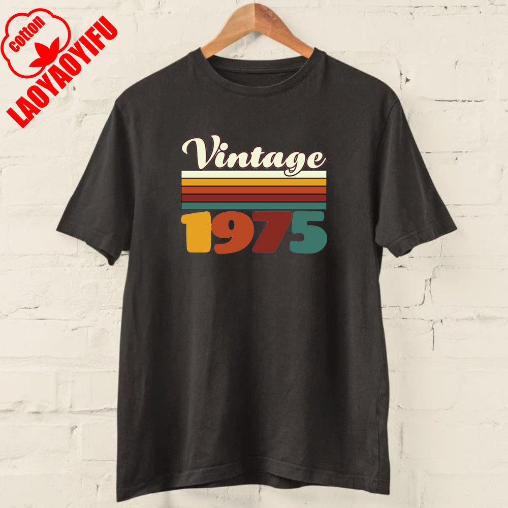 50th Birthday T Shirt 2025 1975 A Legend Was Born Retro Heavy Metal Rock Music Style Fiftieth Gifts for Him Personality Tops