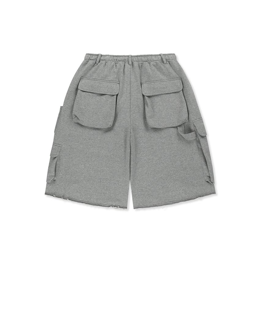 Mattengkim Terry Utility Pocket Bermuda Pants In Gray