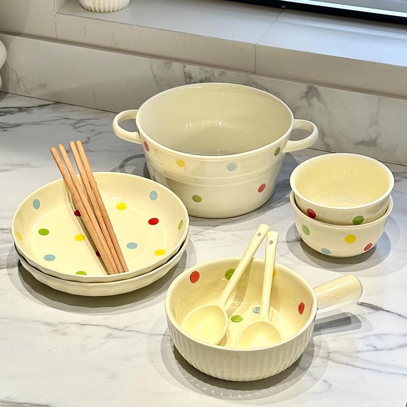 Polka Dot Ceramic 5-Piece Tableware Set