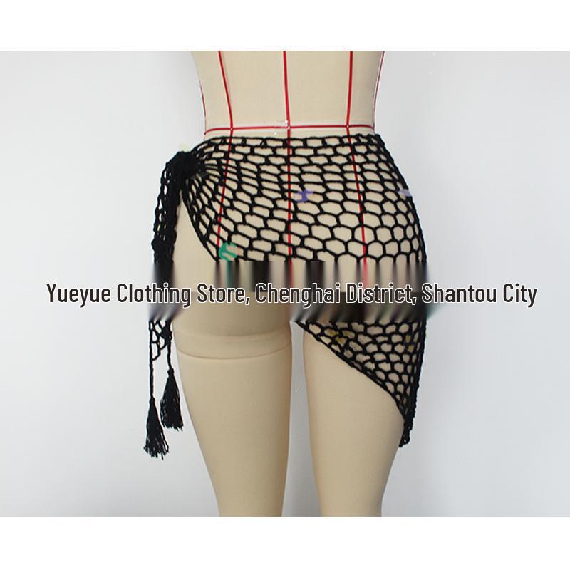 Hand-Crocheted Sequin Tie-Up Beach Cover-Up Dress