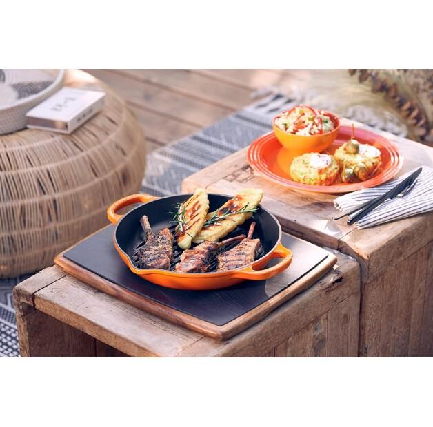 Чугунная сковорода-гриль высокая круглая Le Creuset красная 25 см (20208250900422)