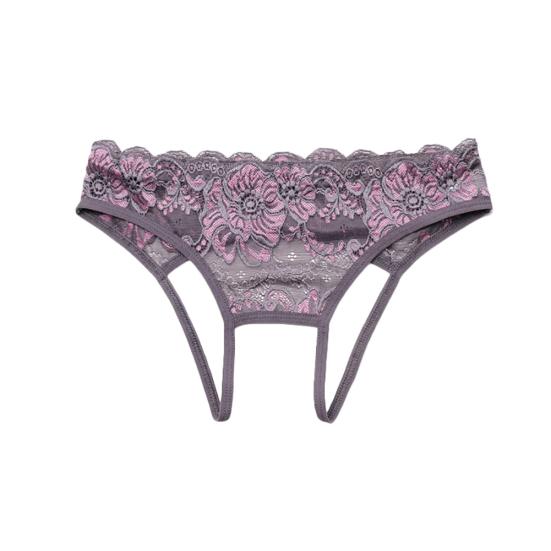 Dámské sexy krajkové spodní prádlo G-String s nízkým pasem, průhledné, rozkrokové tanga kalhotky