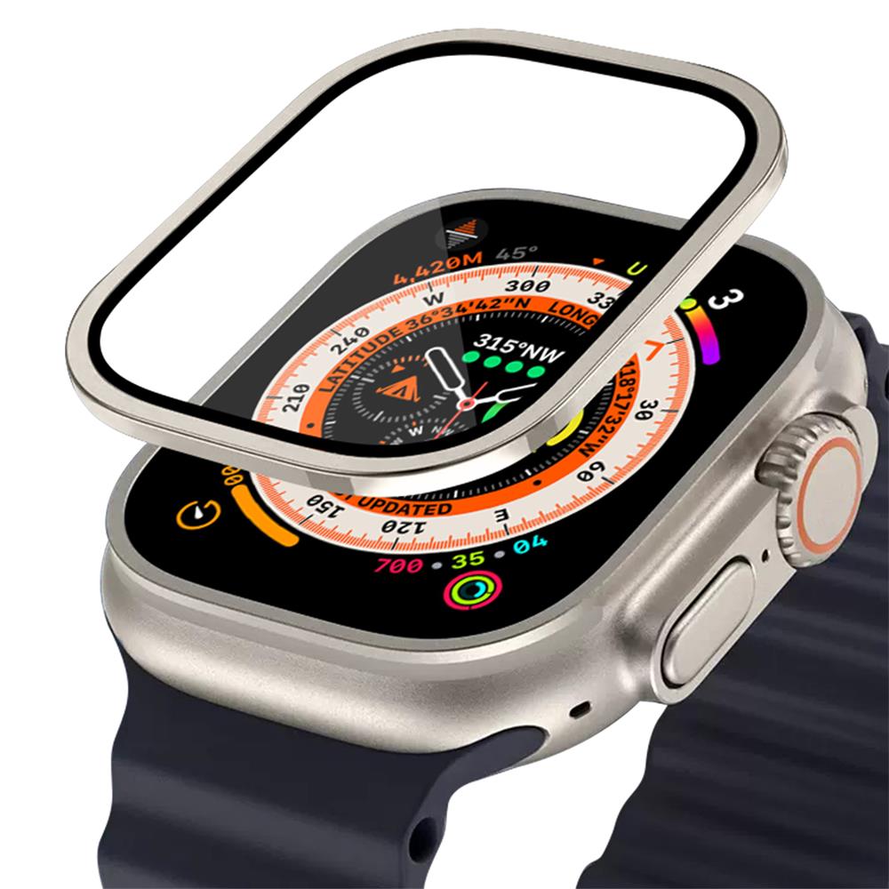 Metal Bumper+Tempered Glass For Apple Watch Ultra 49mm band Screen Protector Anti-Scratch HD Full Film iWatch Ultra 49 mm strap