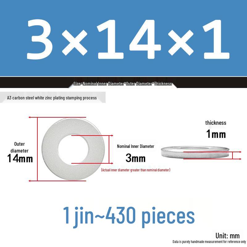 Extra Thick Galvanized Iron Flat Washer, Round, M3-M62