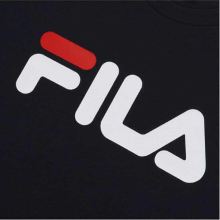 FILA Minimalist Letter Logo Print American Vintage Casual Crew Neck Short Sleeve T-Shirt Unisex Tops Black FS2RSB2001X-BLK