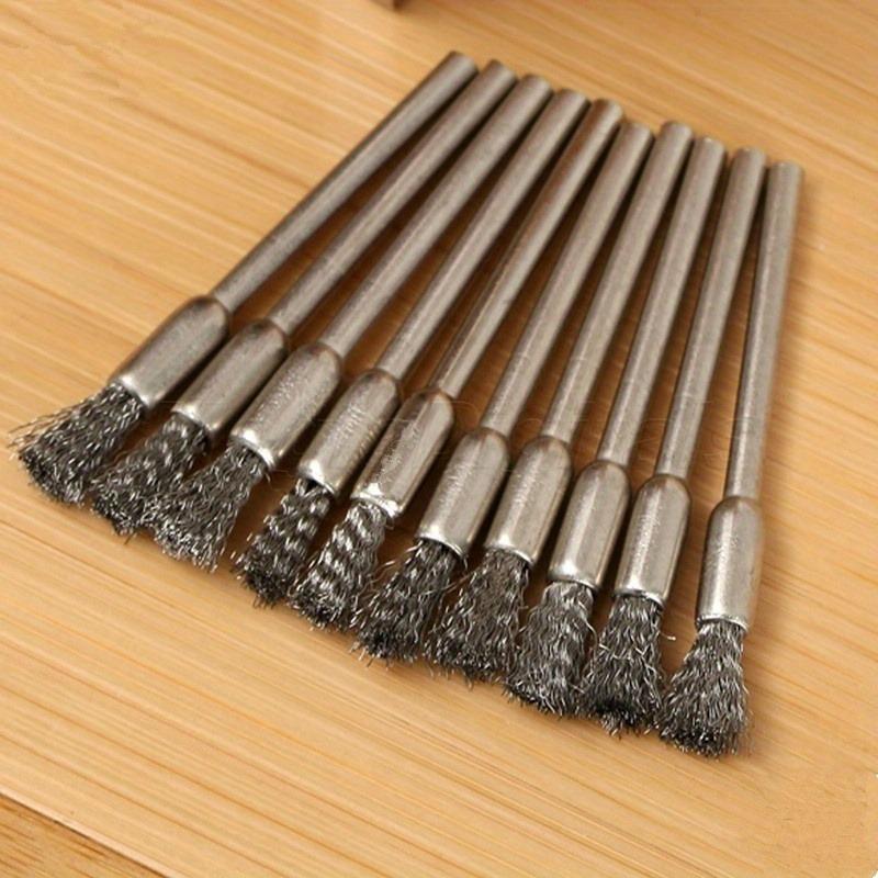 10 Pcs Wheel Wire Pen Brush Steel Cup Brush Rotary Tool Polishing Set Accessories Kit for Cleaning Grinding Polished