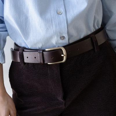 AND YOU Dailey Square Leather Belt (Brown/Black)