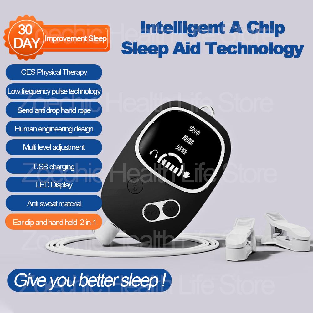 CES Sleep Aid Device Microcurrent Pulse Fast Sleeping Instrument Ear Clip Sleep Device Relax Anxiety Insomnia Hypnosis Soothing