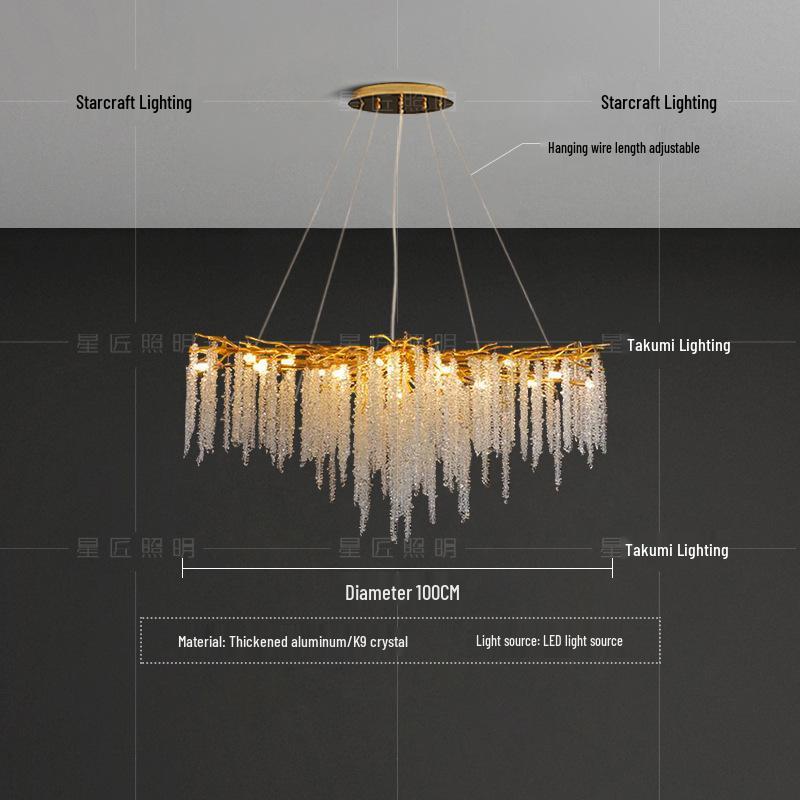 Star Crafts Luxury Crystal Chandelier with Octagonal Beads & Tassels for Living Room, Dining Room, Bedroom