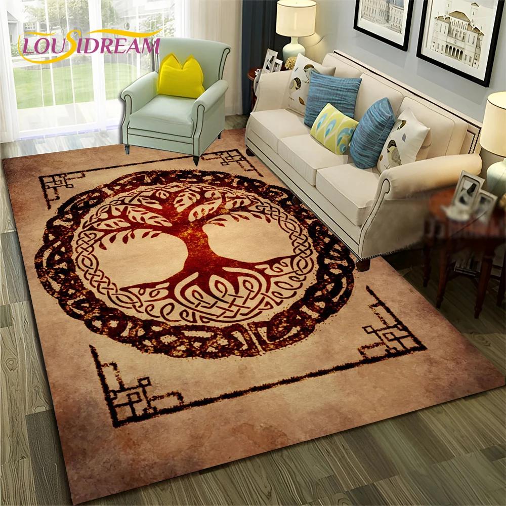 Nordic Viking Odin Valhalla Valknut Carpet Rug for Bedroom Living Room Home Sofa Decoration,Children Game Large Decor Floor Mat