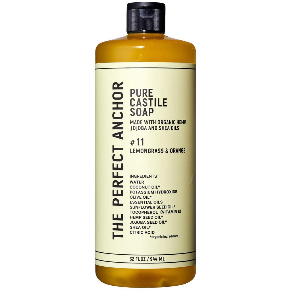 The Perfect Anchor Pure Castile Lemongrass Face Body Soap Soap, 944ml, & Orange, Wash, Cleansing,
