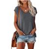 Womens' Fashionable And Casual Solid-color Basic V-neck Short-sleeved Top