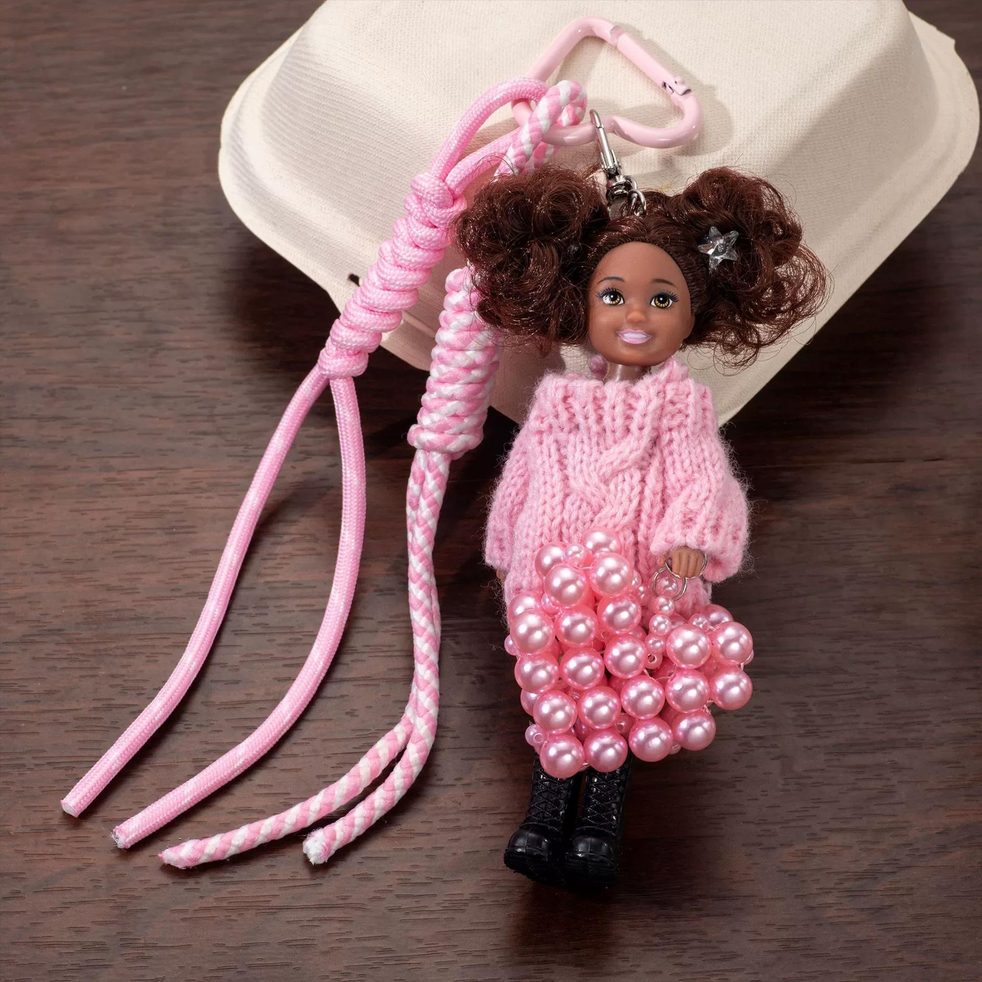 Roze Trui Kraal Tas Pop Nieuw High-end Zwarte Huid Model Pop Verfijnd Creatieve Accessoires Cadeautas Bedel black