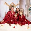 2Pcs/Set Christmas Pajamas Set Family Matching Xmas Pajamas Set Solid Color Smooth Fabric Festive Family Sleepwear
