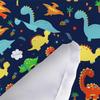 JAWO Dark Blue Cartoon Dinosaur Shower Curtain Kids, Cartoon Dinosaur Curtains Colorful Animals Plants for Boys Girls Polyester Fabric Shower Curtain