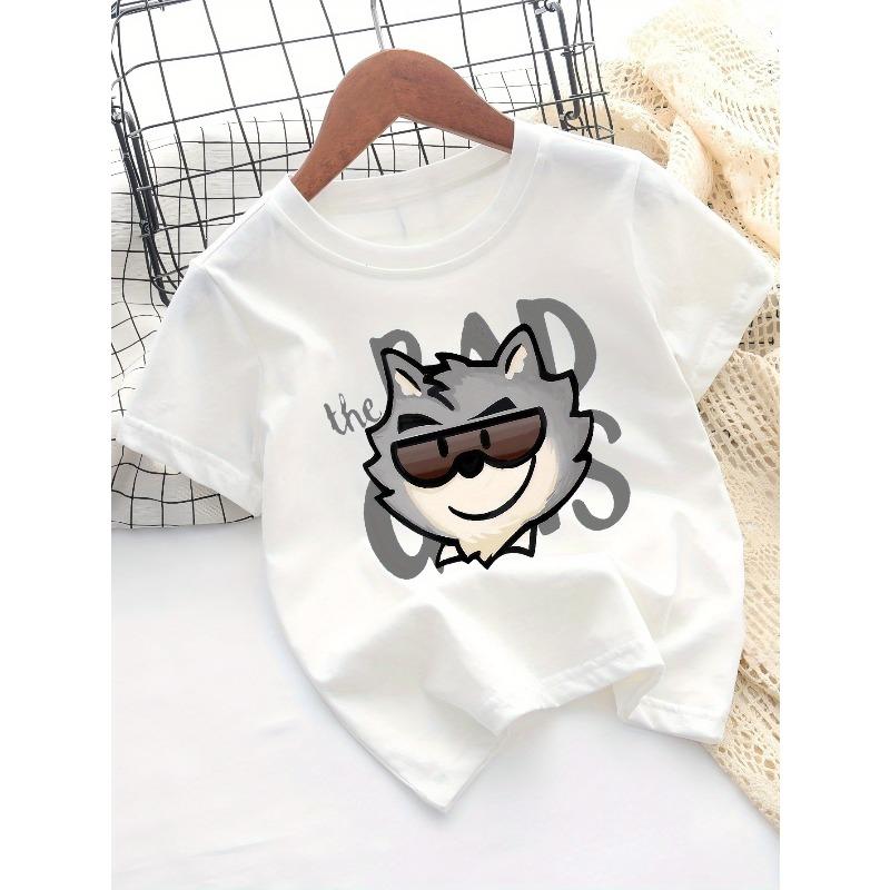 European Size Childrens Stylish Round Neck T-Shirt Casual Print Top for Summer
