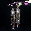 Classic Bohemian Vintage Water Drop Earrings for Women Ethnic Handmade Long Chain Bead Tassel Earring Pendientes