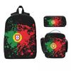 Rucsac Steagul Portugaliei Băieți Fete Ghiozdan Geantă Școlară Genți de Umăr pentru Laptop 3 buc Geantă Termos pentru Prânz Toc de Creioane