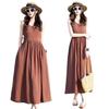 Women's Summer French Cotton Silk Sleeveless Beach Maxi Dress