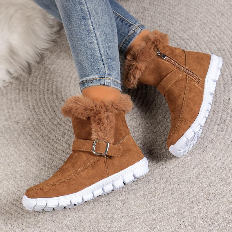 Žieminiai stori pliušiniai aulinukai moterims, dirbtinio kailio, neslidūs sniego batai, moteriški dideli dydžiai 43, patogūs plokščiapadžiai, šilti medvilnės pamušalu batai