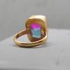 Cushion Cut Bi Color Blue Pink Tourmaline Sterling Silver Yellow Gold Overlay Ring