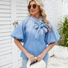 TIFICY Women's Fashion Casual Summer Spring Solid Color Print Short Sleeve O-Neck Blouses & Shirts