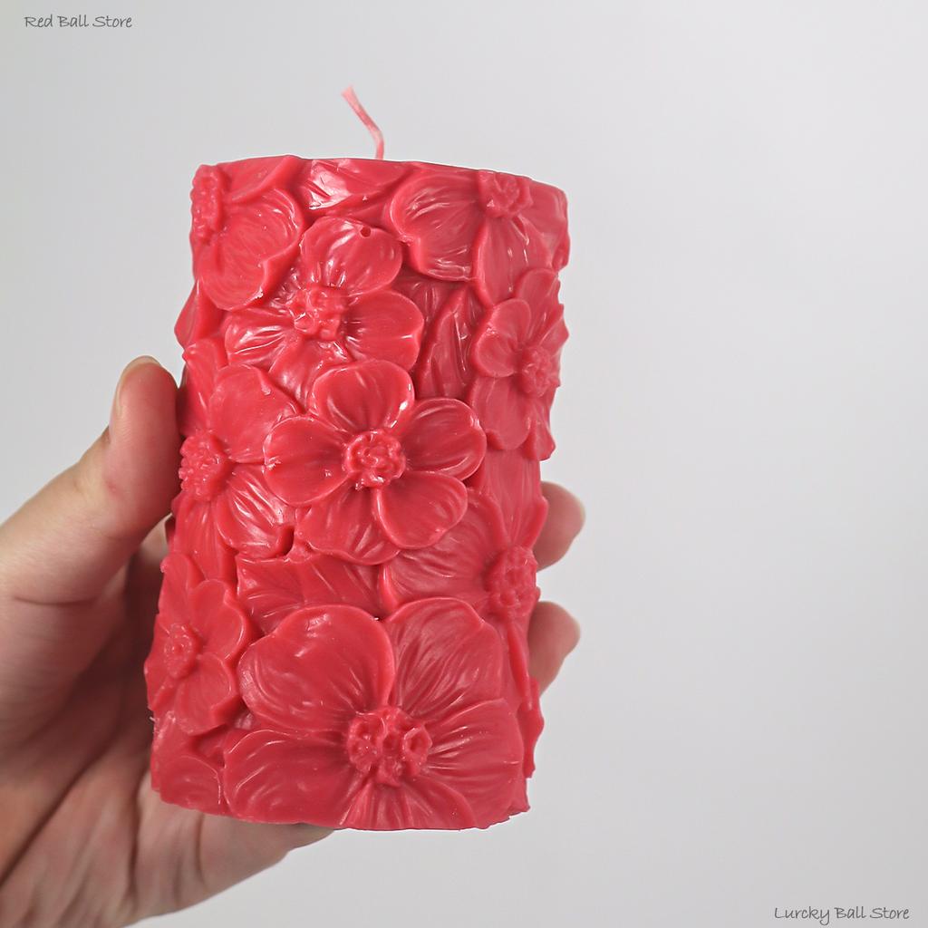 Flower Butterfly Cylindrical Silicone Candle Mold DIY Waves Soap Resin Plaster Making Chocolate Cooking Tool Wedding Decor Gifts