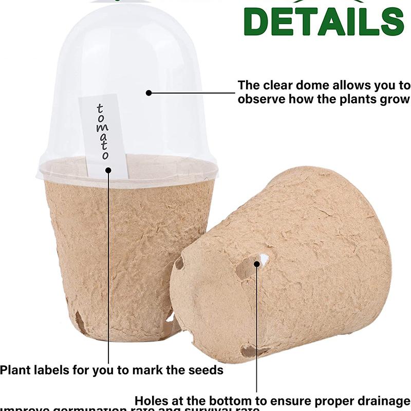 10KS Hrnek na sazenice s víkem Ovoce Zelenina Klíčení semen Hrnek do školky Hrnce na pěstování sazenic Biologicky odbouratelné Jednorázové
