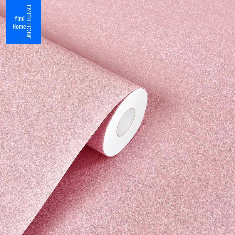 Linen Texture Self-Adhesive Waterproof Wallpaper for Bedroom & Living Room - Thickened, Solid Color, Moisture-Proof, Simple Design.